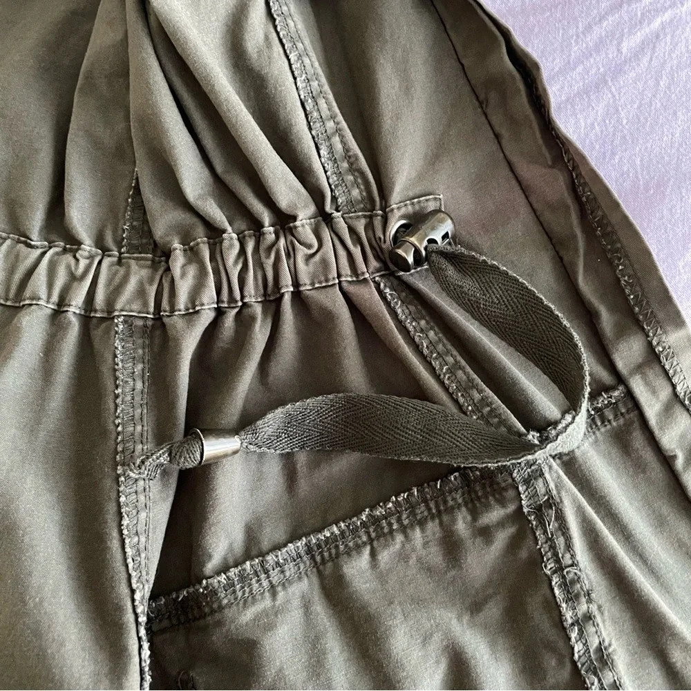 Army Green Jacket W/ Pink Flower Embroidery Small Boho Grunge 90’s Y2K - Picture 7 of 14